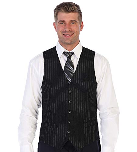 Gioberti Men's 5 Button Formal Wool Blend Tweed Pin Stripe Vest, Black, X-Large #TOP2