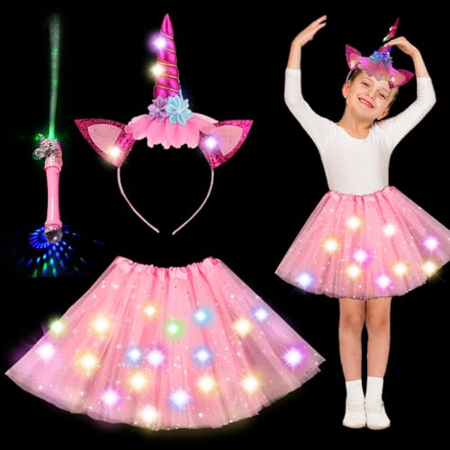 YOUYIKE Mädchen Einhorn Prinzessin Kleid, Leuchtend Einhorn...
