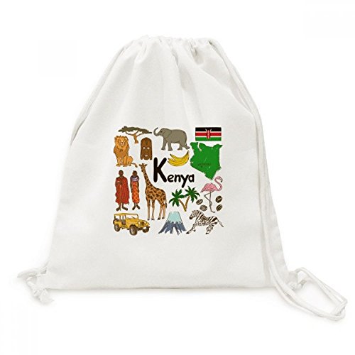 Sac à cordon en toile pour vos randonnées et voyages à thème Kenya