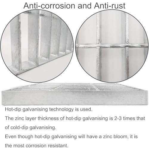 Image of Galvanized Steel Drain Grate, Driveway Channel Cover 12x12 in