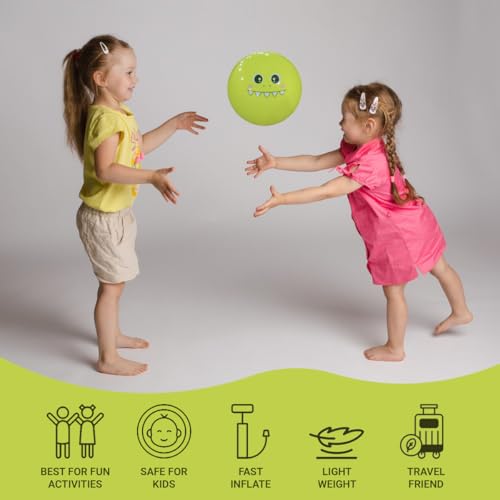 Image of GENIE'S Toy Bus 9-Inch Funny Faces Play Ball | Interactive | for Pool, Beach & Garden | Perfect for Outdoor & Indoor Play | PVC Ball for Kids & Adults I Pack of 2 (Multicolor)