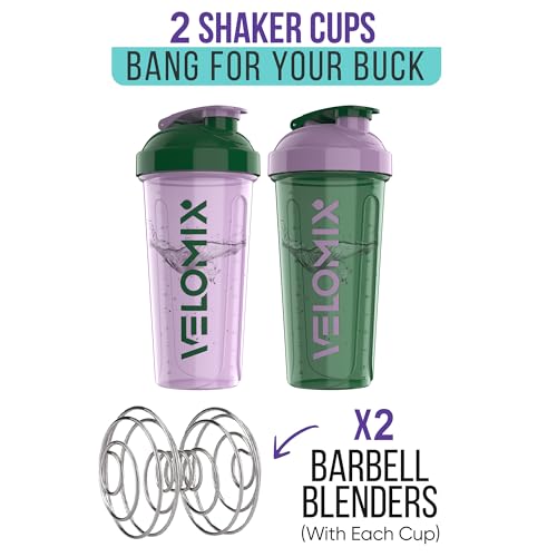 -2 Pack- 28 oz Protein Shaker Bottles for Protein Mixes - 2x Wire Whisk | Leak Proof Shaker Cups for Protein Shakes | Protein Shaker Bottle Pack (Flower Set)