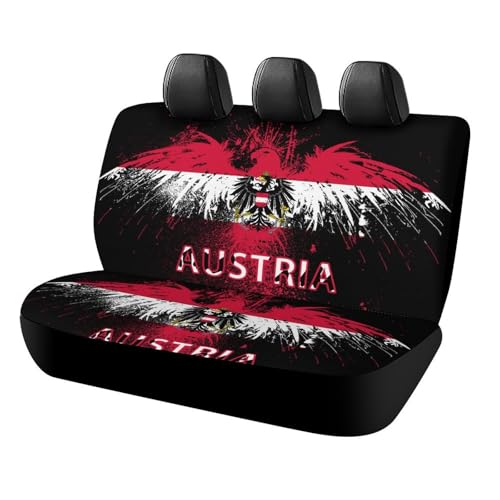 Car Rear Seats Cover Austria Austrians Flag Eagle Full Wrap Washable Bucket Seat Cushion Protector Universal Rear Split Bench Backseats Covers Truck