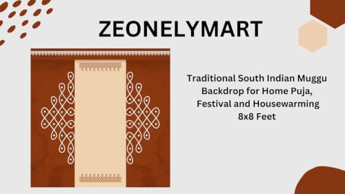 Image of kollam Backdrop Cloth for Decoration Pooja | Traditional South Indian Muggu Backdrop for Home Puja, Festival and Housewarming | varalakshmi Pooja Decoration Cloth 8x8 feet