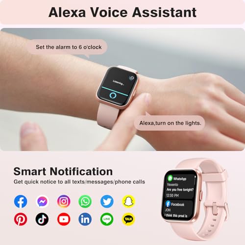 Smart Watches for Women(Answer/Make Call), 1.8" HD Ladies Smart Watch with Alexa, Fitness Tracker with SpO2 Heart Rate/Sleep Monitor/IP68 Waterproof, Step Counter Smartwatch for iPhone/Samsung/Android - Image 5
