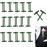 CELLIFEZY 30 Pcs T-Shaped Boutonniere Pins, Plastic Corsage Pins Tiny Boutonniere Safety Clips, Green Brooch Pin for Men Bride Boutonniere Supplies for Wedding,Birthday, Festivals