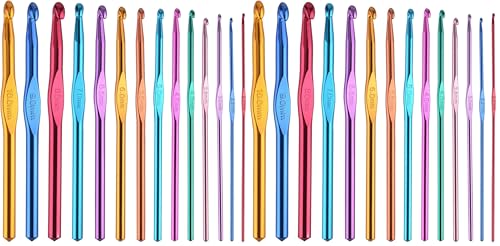 Image of BCMRUN 14 pcs Multicolor Aluminum Crochet Hooks Knitting Needles Craft Yarn 2-10mm (Pack of 2)