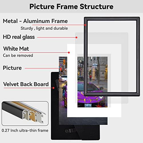 5X7 Picture Frame Black Matte Thin Modern Metal Set Of 4, For Horizontal And Vertical Desk And Wall Mounting, Aluminum Floating Frames Fits 4X6 Photo With Mat Or 5 X 7 Photos Without Mats (Collage) #TOP1