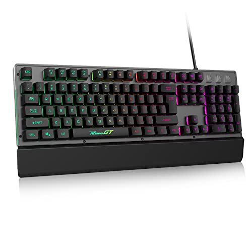 Gaming-KeyboardRaceGT-Rainbow-Backlit-Wired-Keyboard-Mechanical-Felling-104-Keys-Full-Size-with-Wrist-RestSplash-Proof-Design-Compatible-for-Computer-PC-Laptop-Xbox