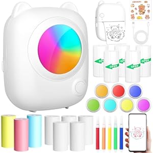 ZZXLOPEZ Mini Tragbarer Thermodrucker mit 14 Rollen Papier