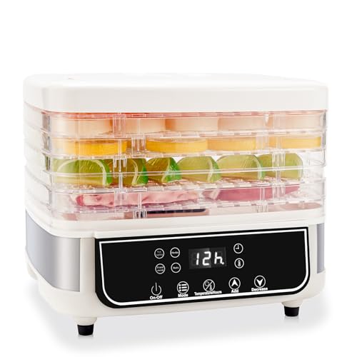 Obecilc 5-Layer Food Dehydrator, Visual Food Dryer Machine with 72-Hour Timer, 35-70℃ Adjustable Temperature and LED Display for Drying Fruits, Vegetables, Meat, and Pet Treats