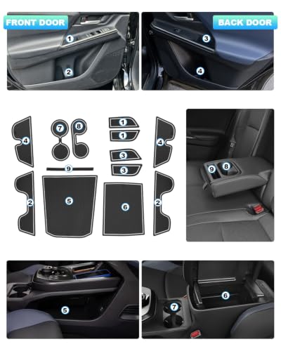 Image of CDEFG 13Pcs for 2026 Toyota Bz bZ4x Door Slot Mats Inserts | for 2026 Toyota Bz bZ4x (XLE /XLE Plus /Limited) Accessories Door Slot Coverage Console Insert Pocket Rubber Set, White