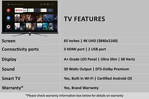 Image of TCL 163.8 cm (65 inch) 4K Ultra HD Certified Android LED TV 65C6 (Black)