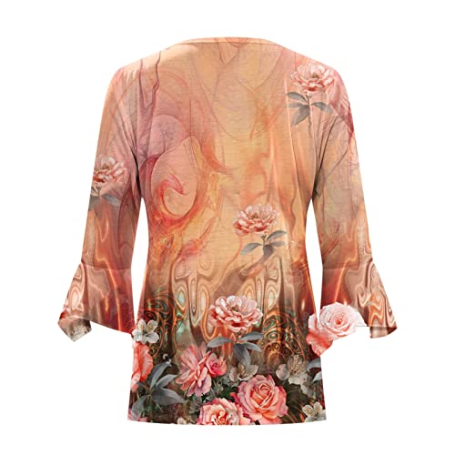 Bohemian Cardigan For Women Summer Dressy 3/4 Sleeve Tops Fashion Open Front Button Blouses Floral Printed Cardigans Kimono #TOP2