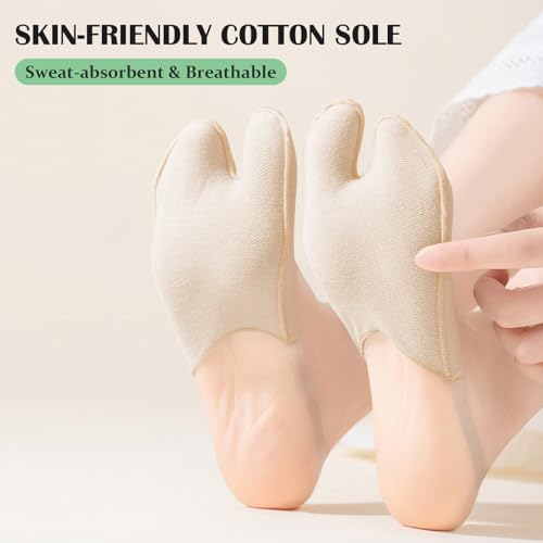 Image of No Show Socks with Invisible Sling Back Womens, 6 Pairs Low Cut Half Toe Topper Socks with Non-Slip Straps for Heels