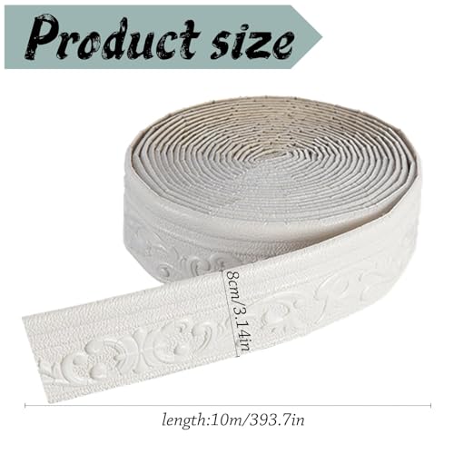 Miniatura 2 de Dryxog Molduras Decorativas Para Pared, 7,8 Cm X 10 M Molduras De Pared Autoadhesivas, 3d Decorativas Para Rodapiés Blandos Puertas De Armarios Paredes Muebles Marcos De Espejos Blanco