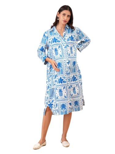 Image of The Mom Store Strollin' in Santorini Maternity and Nursing Shirt Dress