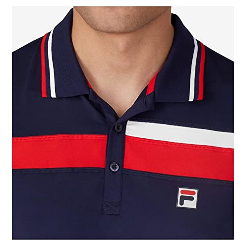 Fila Men's Essentials H Tennis Polo White/Fila Navy/Fila Red M #TOP1