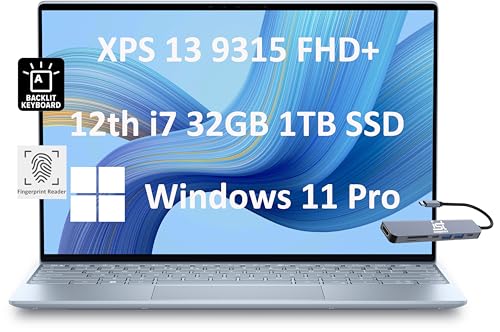 Dell XPS 13 Thin & Light Business Laptop (13.4' FHD+, Intel 10-Core i7-1250U, 32GB DDR5 RAM, 1TB SSD), Long Battery Life, Thunderbolt 4, Webcam, Backlit, Fingerprint, Wi-Fi 6E, IST HUB, Win 11 Pro