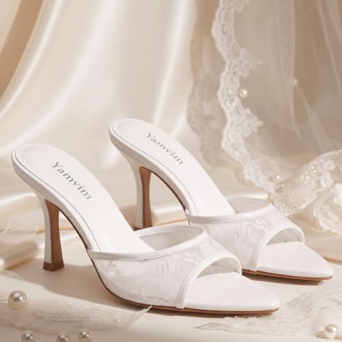 Image of Heel Mules for Women Pointed Open Toe High Heel Sandals