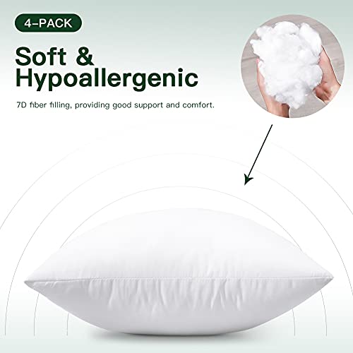 Soleebee Water Resistant Throw Pillow Inserts,Square Set Of 4 Decorative Throw Pillow Inserts,18 X 18 Inches Hypoallergenic Couch Cushion Sham Stuffer #TOP2