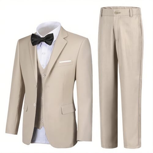 Image of Boy Suits 5 Pieces Formal Suit Set with Adjustable Waist Kids Dress Suit for Wedding Prom