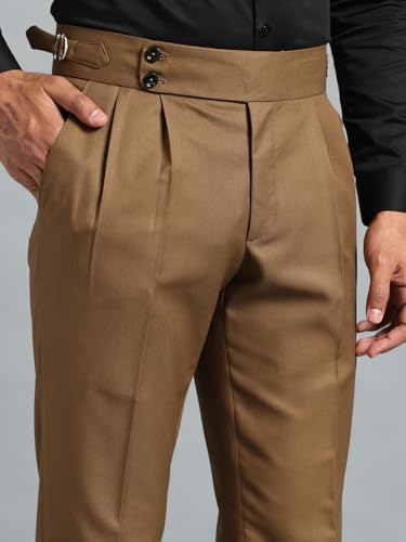Image of Gurkha Pants for Men | Trouser for Men | Formal Pant | Double Button | Regular Fit Trouser High Waist Pleated Casual Trousers | Straight Leg Pants for Office Smart Casual Travel Party