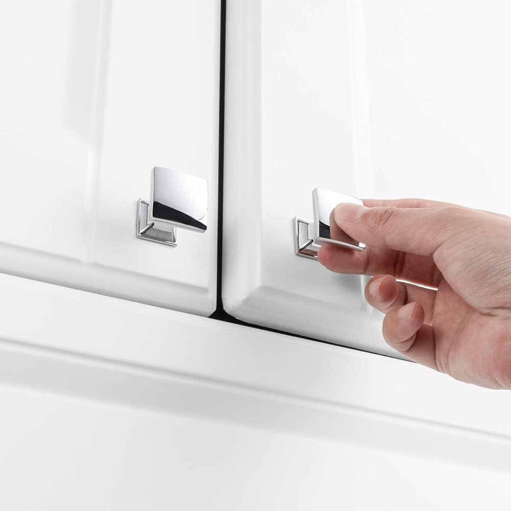 KOOFIZO Curved Square Top Cabinet Knobs - Polished Chrome Pull Handles (25mm /1 Inch), 10-Pack for Kitchen Cupboard Door, Bedroom Dresser Drawer, Bathroom Wardrobe Hardware