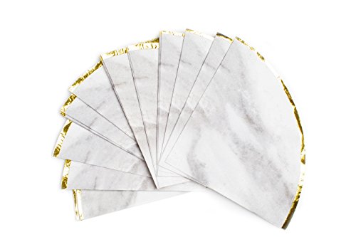 Sugar & Cloth Round Paper Napkins, Marble with Gold Edge, 32 Count