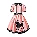 IWALUE Kids Girls 1950s Outfit Poodle Skirt Costume Halloween Party Dress Up (Pink, 5-6 Years)