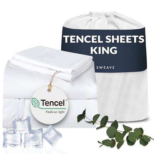 Sweave Sábanas de eucalipto tamaño King: las únicas sábanas de Tencel en un tejido de percal que resulta en una refrigeración muy superior, regulación de temperatura, transpirabilidad y acabado mate,
