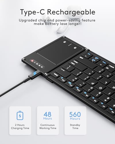 Foldable Bluetooth Keyboard with Touchpad for iOS Windows Android Mac OS