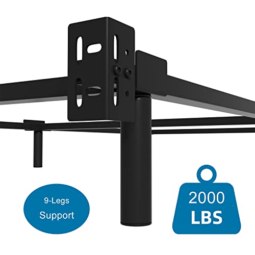 Diiyiv King Size Metal Bed Frame 7 Inch Support Platform Bed Frame For Box Spring And Mattress Set 9-Leg Base Heavy Duty Bedframe Tool-Free Easy Assembly Black #TOP4