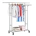 LANGRIA Double Rail Garment Racks Clothes Racks Commercial Grade Height Adjustable Heavy Duty Clothing Racks for Boutiques