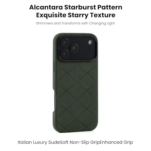 Coque iPhone 17 Pro vert forêt en daim italien pour le bureau et les sorties - 2