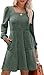 TrendiMax Damen Langarm Pullover Kleid Herbst Winter Freizeitkleid Knielang Strickkleid Casual Bequem Herbstkleid mit Taschen (S, Grün)
