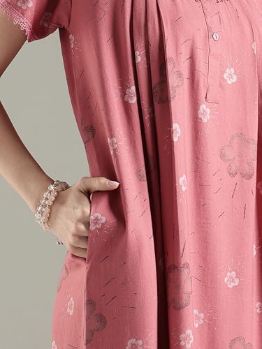 Image of 9shines Label Premium Alpine Maxi Designer Nighty | Floral Print Maxi for Women | Night wear for Women | | Full Length Night Gown for Women | Night Dress for Women Stylish (2467)