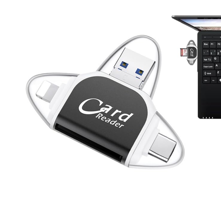 Multi-Port 4 in 1 Universal SD TF Kartenleser,4 in 1 Multifunctional Card Reader,Highspeed Kartenlesegerät,Lector de Tarjetas SD TF Universal Multipuerto 4 en 1 für Phone