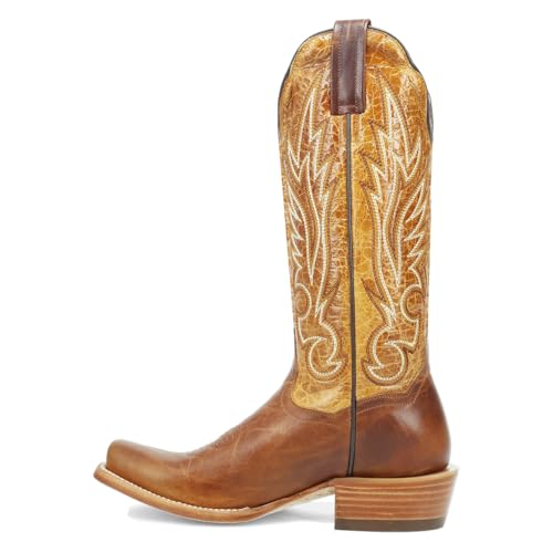 Dan Post Boots Womens Amber Embroidered Trail Square Toe Pull On Casual Boots Mid Calf Low Heel 1-2" - Brown3