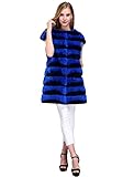 LVCOMEFF Women Genuine Rex Rabbit Fur Chinchilla Long Vest 1706023 (blue chinchilla, XL(vest bust...