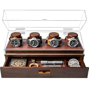 Holme & Hadfield Elevate Your Watch Collection with The Watch Deck Pro – Father’s Day Gift for Dad – Premium Watch Display Case for 4 Watches – Wooden Mens Watch Box & Watch Case – Lifetime Assurance