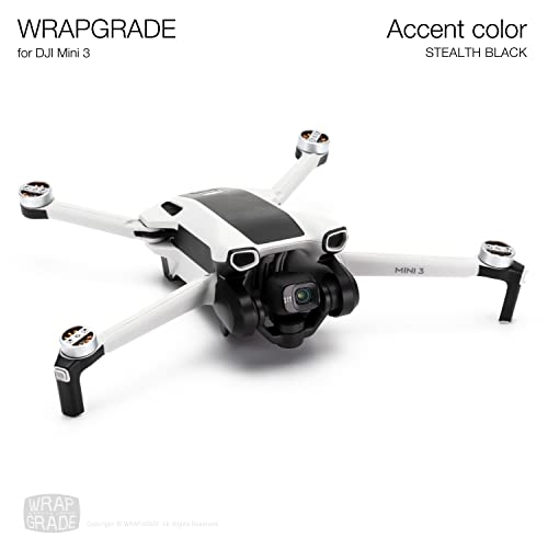 Skin compatible avec DJI Mini 3 WRAPGRADE kit de stickers haute précision Stealth Black - 2