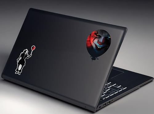 Image of Elektroplate Pennywise & Balloon It Movie Dynamic Car Decal Set of 2 | Officially Licensed, Weatherproof Automotive Grade Horror Movie Vinyl Sticker for Water Bottle, Laptop & More