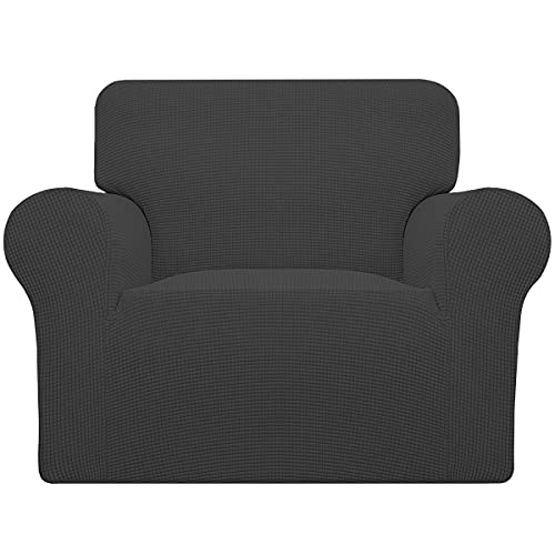 Image of Easy-Going Stretch Oversized Chair Sofa Slipcover 1-Piece Couch Sofa Cover Furniture Protector Soft with Elastic Bottom for Kids Spandex Jacquard Fabric Small Checks Dark Gray