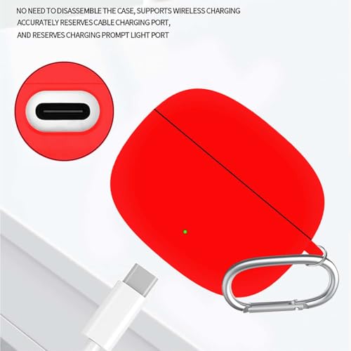 Image of Anvique Silicone Case Cover for Oneplus Nord Buds 4 Pro, Scratch Resistance, Shock Absorption, with Premium Carabiner (Red R)