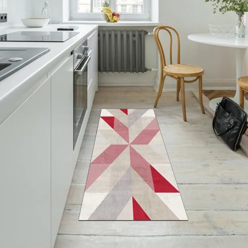 Alfombra de pasillo roja antideslizante lavable de 50x250 cm 5