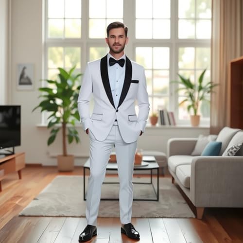 Men's Groom Suit 2-Piece Shawl Lapel Jacket & Pants Set One Button Wedding Tuxedos2