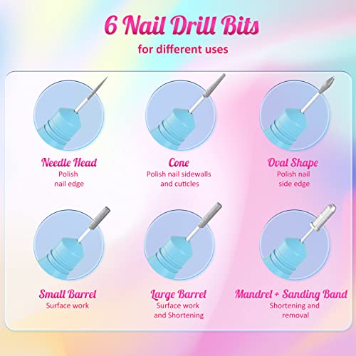 Electric Nail Drill Portable Flawless Salon Nails Kit, Electronic Nail File And Full Manicure And Pedicure Tool, Gifts For Women (Blue) #TOP3