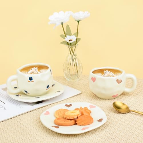 Juego de taza y platillo de cerámica Koythin 10 oz miniatura 6