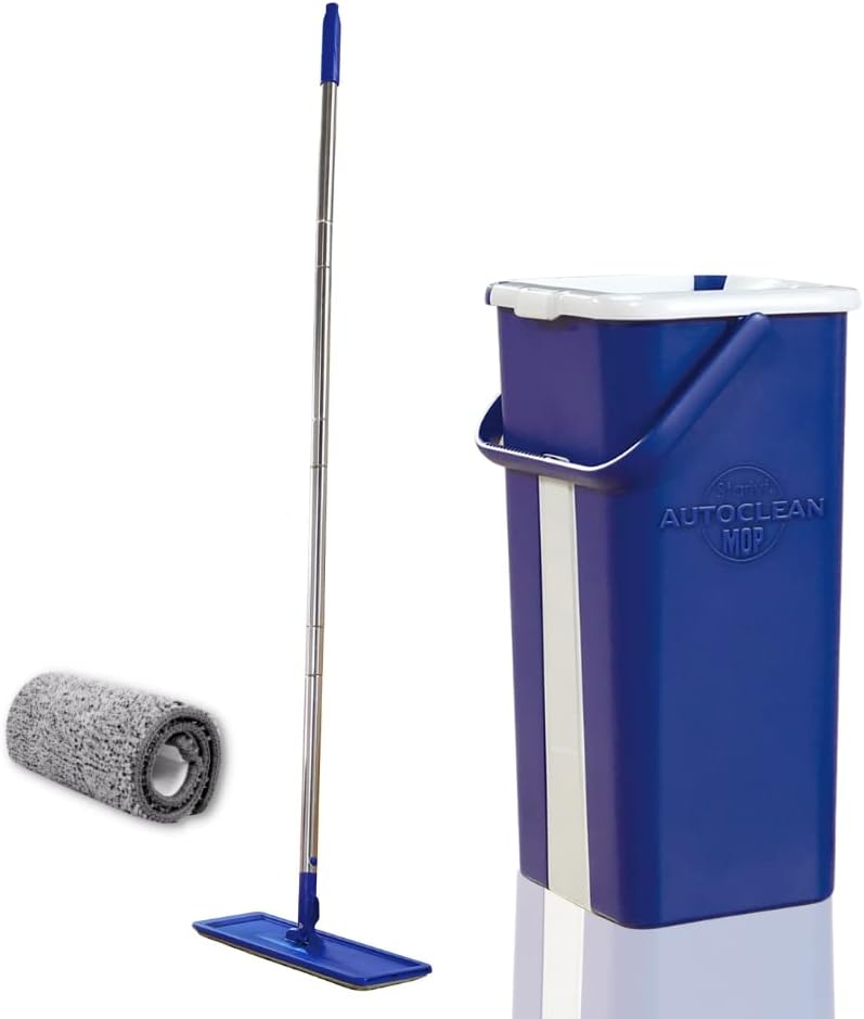 STARLYFMop and Bucket Set Autoclean Mop with Super Absorbent Microfibre pad, Antidust, All Type of Floor, 360º, 1 Microfibre Reusable Wet and Dry Mop Pad Included - 2 Chamber Design Dry and Wet